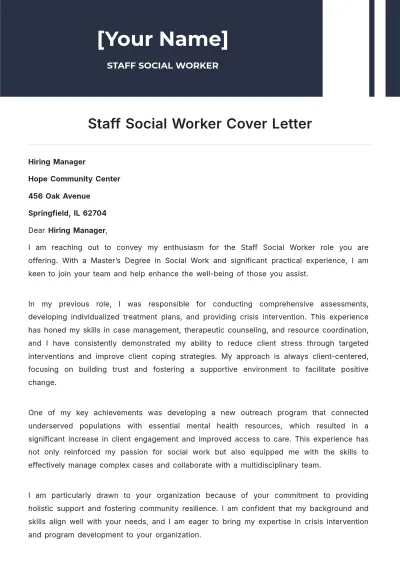 Free Staff Social Worker Cover Letter to Edit Online