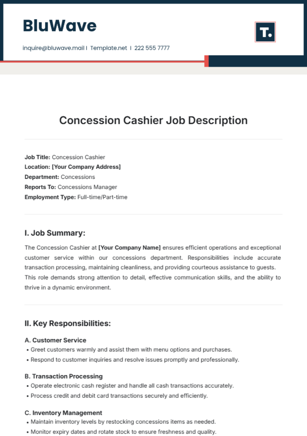 Page 5 FREE Job Description Templates & Examples Edit Online