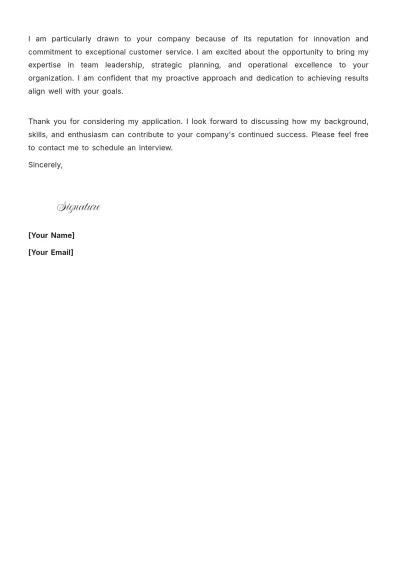 Free Retail Manager Cover Letter to Edit Online