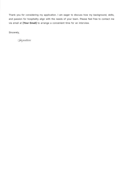 Free Hotel Front Desk Customer Service Representative Cover Letter to Edit Online