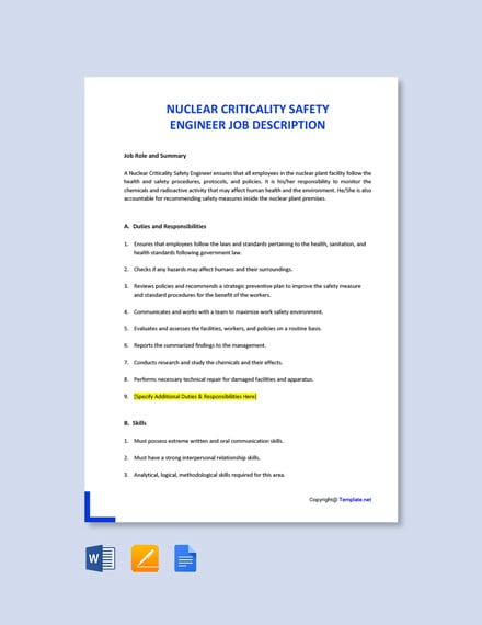 Nuclear project engineer job description