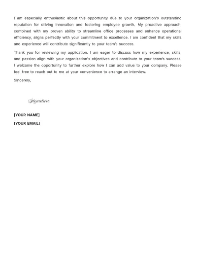 Free Office Supervisor Cover Letter to Edit Online