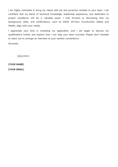 Free Site Supervisor Cover Letter to Edit Online