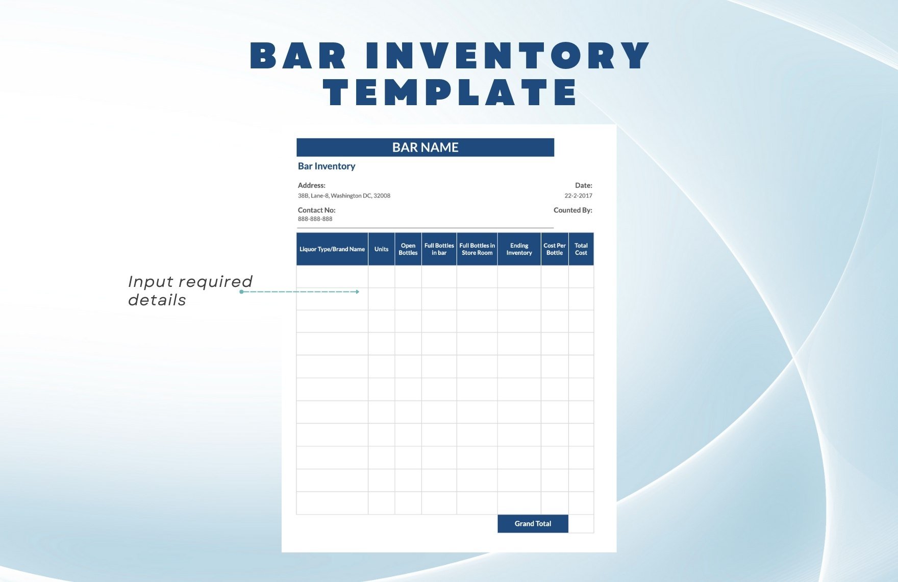 Bar Inventory Template