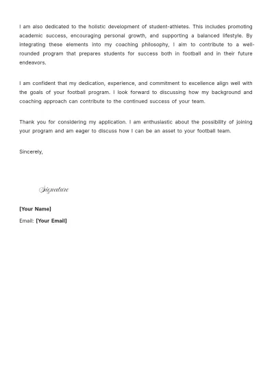 Free Football Coach High School Cover Letter to Edit Online