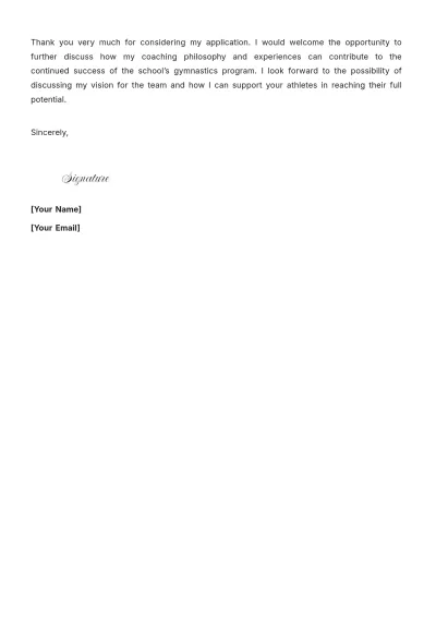 Free Gymnastics Coach High School Cover Letter to Edit Online