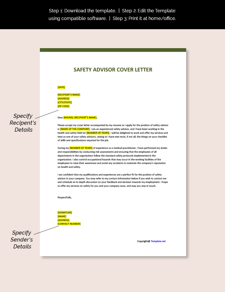 Free Safety Advisor Cover Letter Template