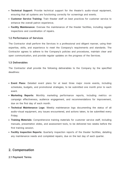 Free Aesthetic Movie Theater Independent Agreement Contract Template to Edit Online
