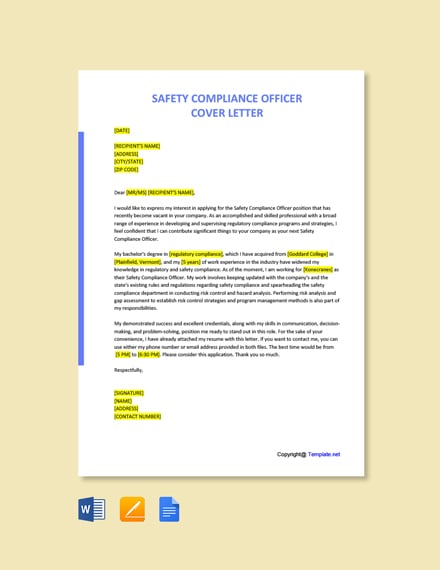 cover letter health and safety officer