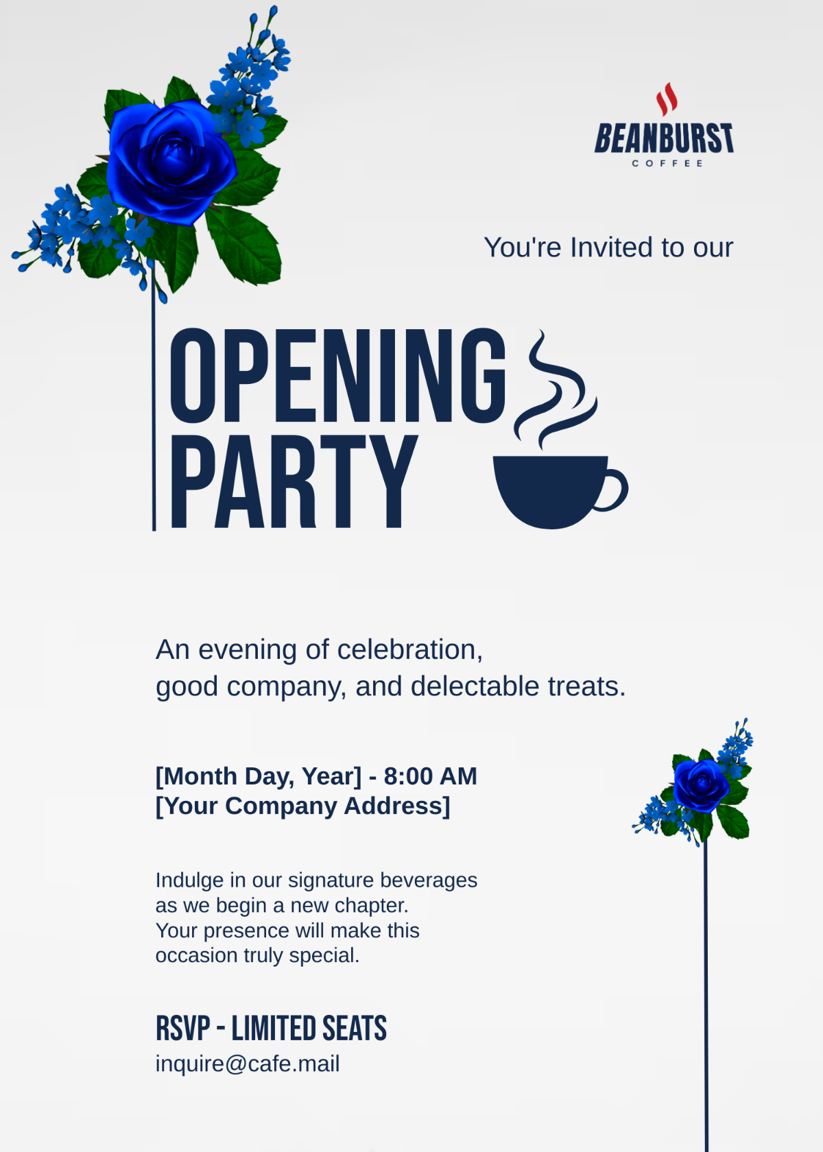 Cafe Opening Party Invitation