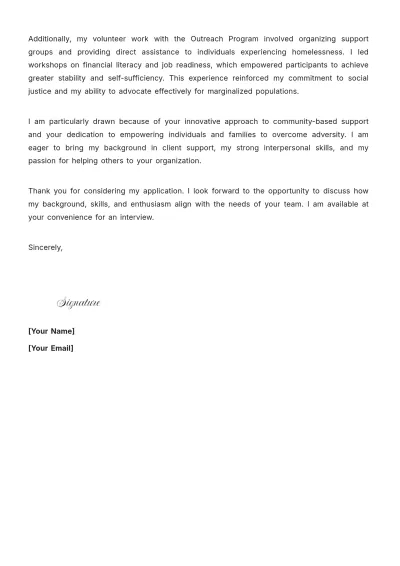 Free Social Work Cover Letter for New Graduate to Edit Online