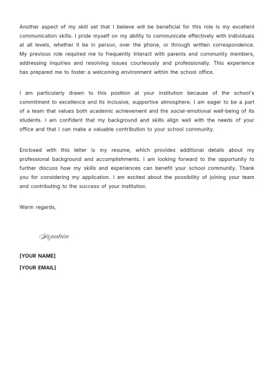 Free High School Secretary Cover Letter to Edit Online