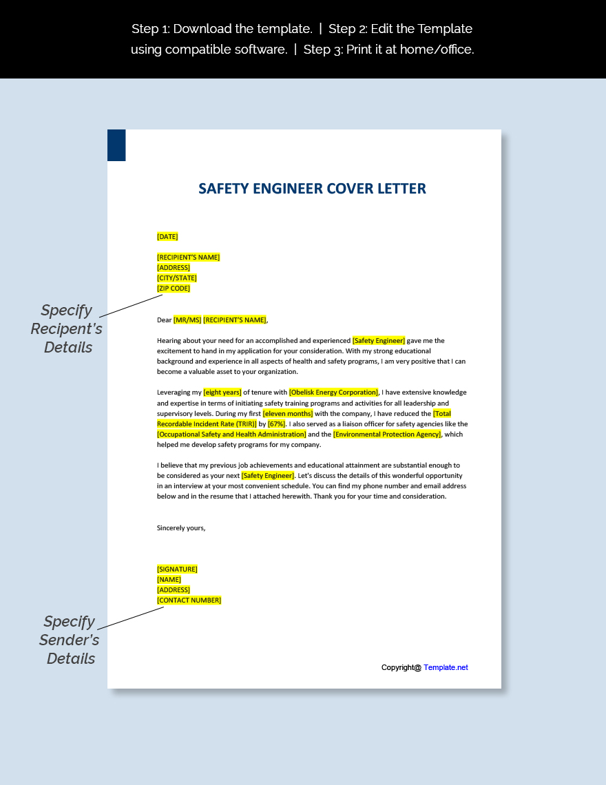 Safety Engineer Cover Letter