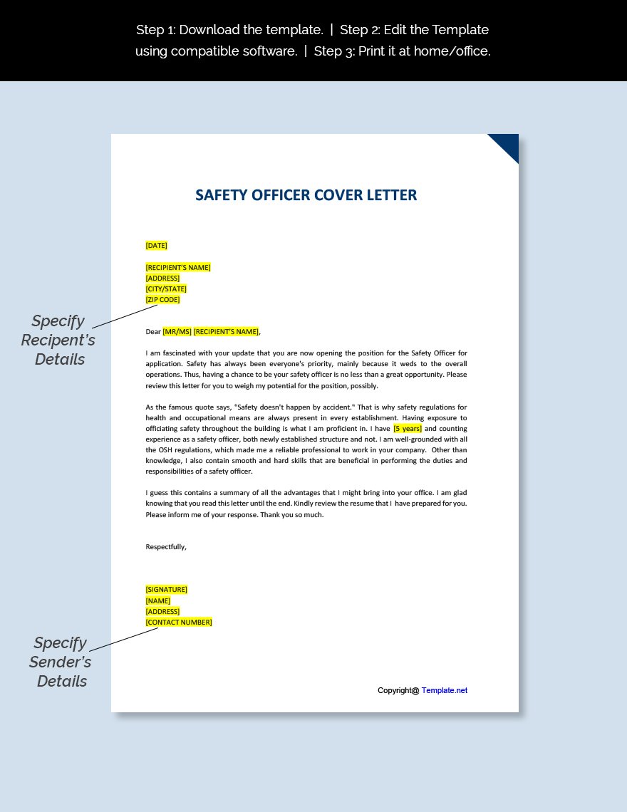 safety officer cover letter for freshers
