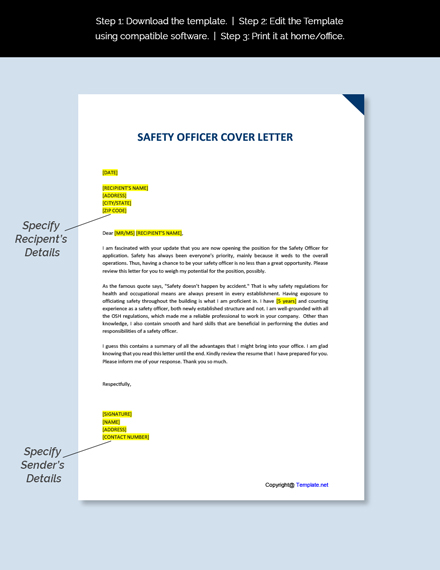 safety officer job cover letter