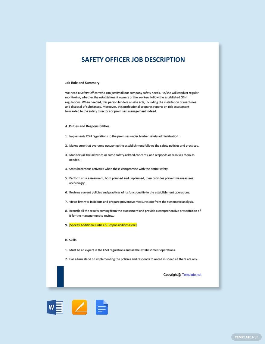 Safety Officer Job Description