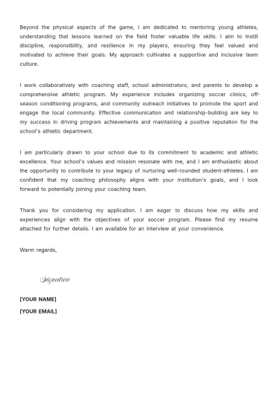 Free High School Soccer Coach Cover Letter to Edit Online