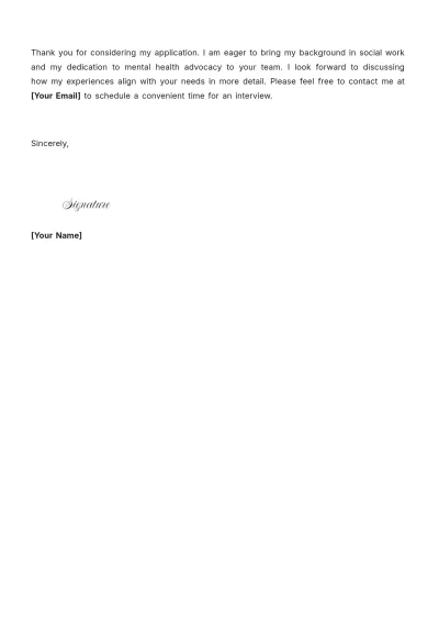 Free MSW (Master of Social Work) Cover Letter to Edit Online