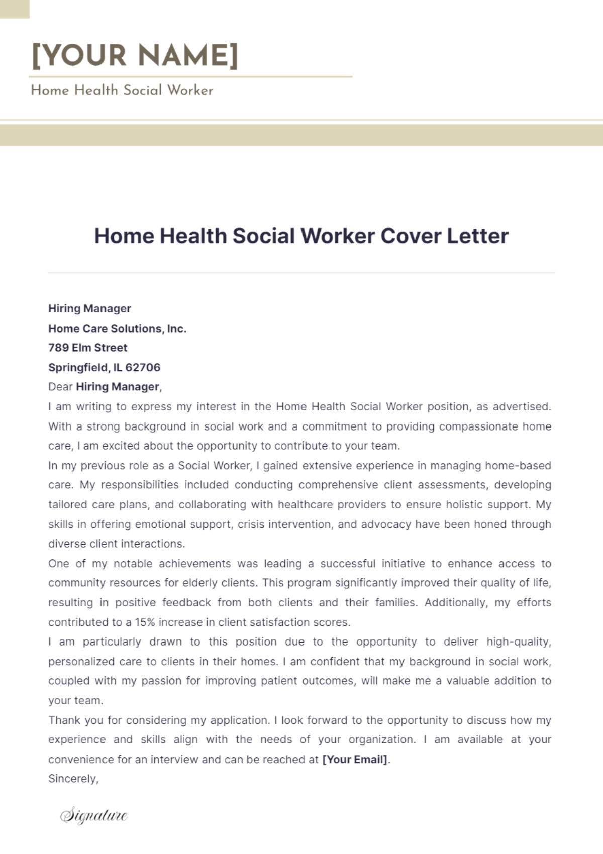 Home Health Social Worker Cover Letter - Edit Online & Download