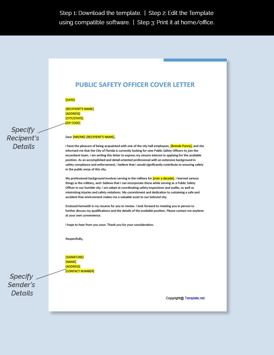 Public Safety Officer Cover Letter