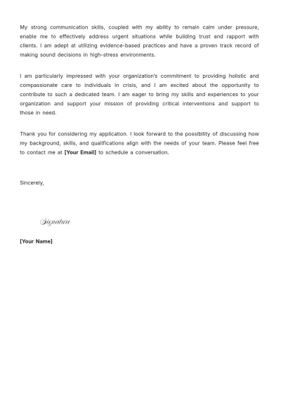 Free Crisis Intervention Social Worker Cover Letter to Edit Online