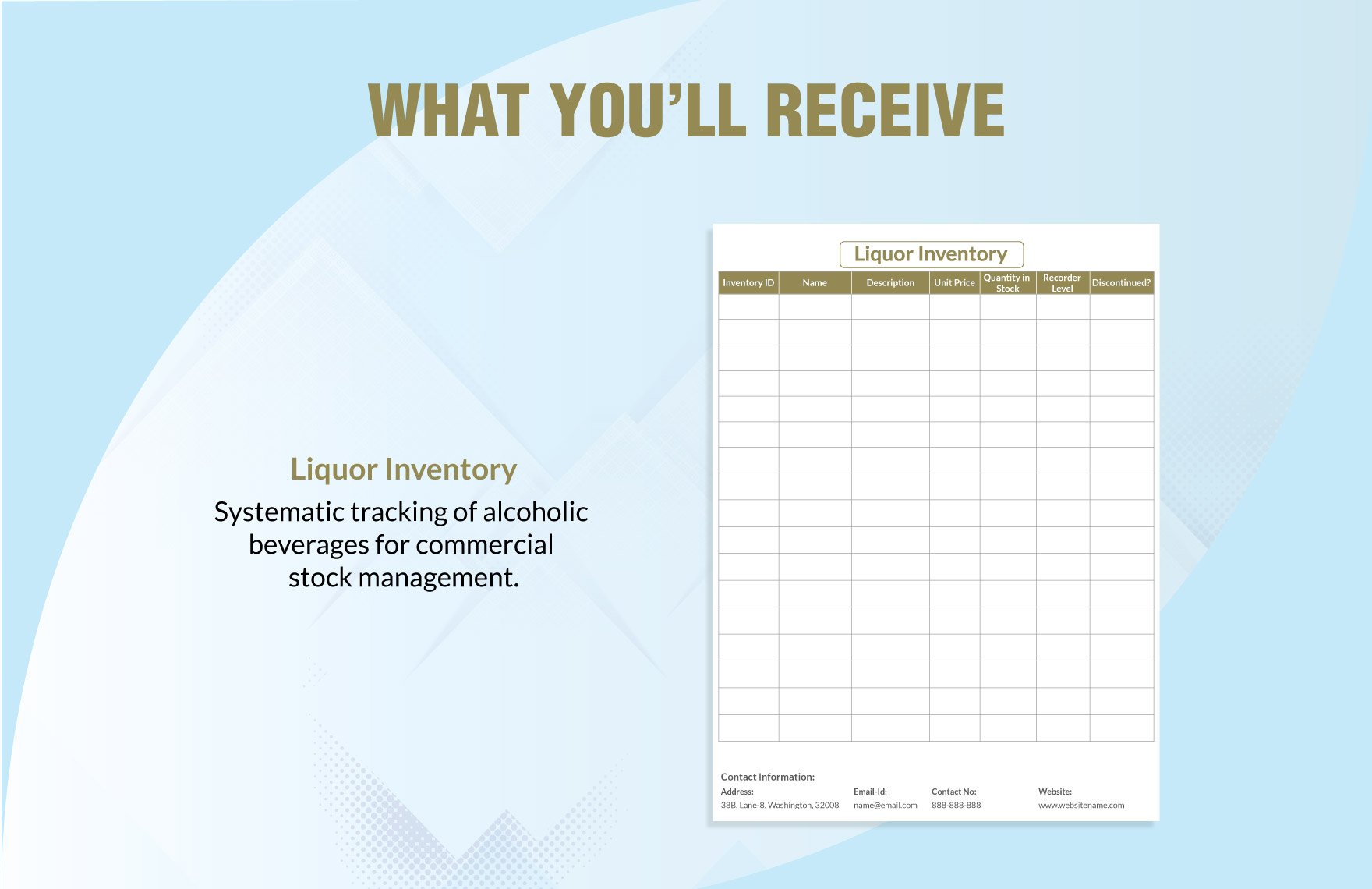 Sample Liquor Inventory Template