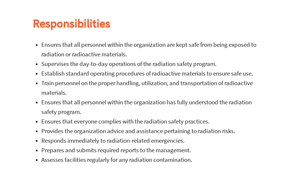 Radiation Safety Officer Job Description