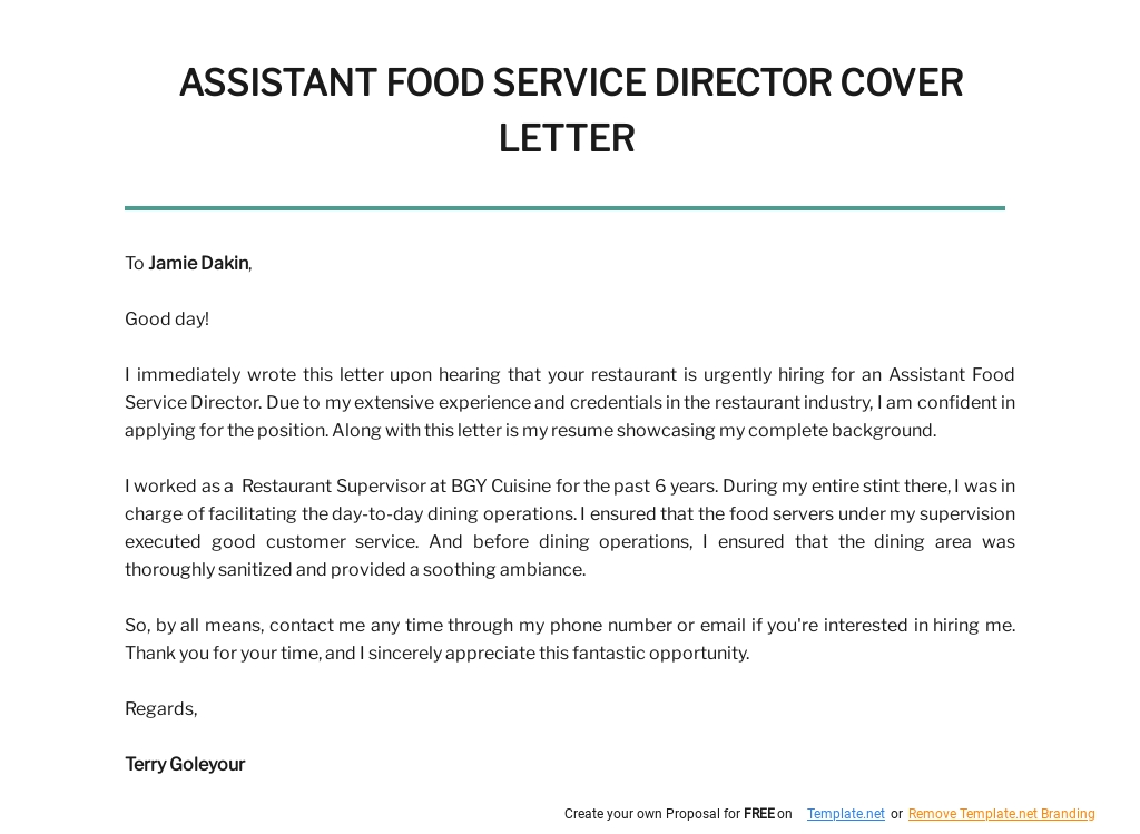Free Assistant Food Service Director Cover Letter Template.jpe