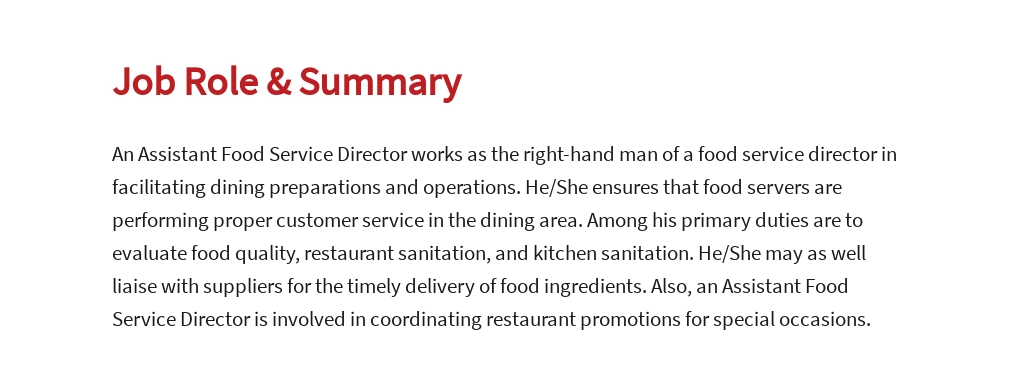 Free Assistant Food Service Director Job Description Template 2.jpe