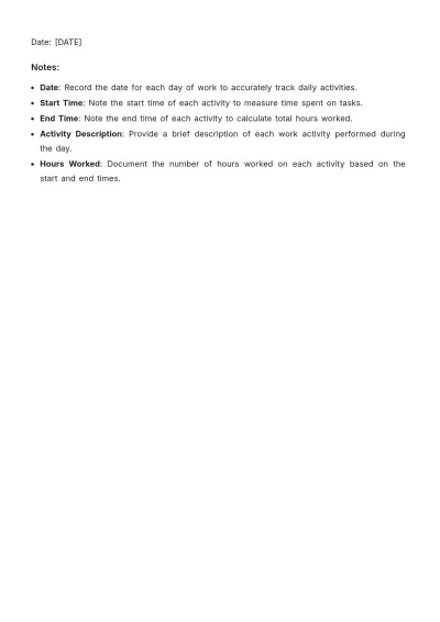 Free Work Log Book Template to Edit Online