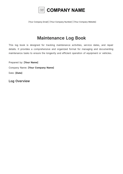 Free Maintenance Log Book Template to Edit Online