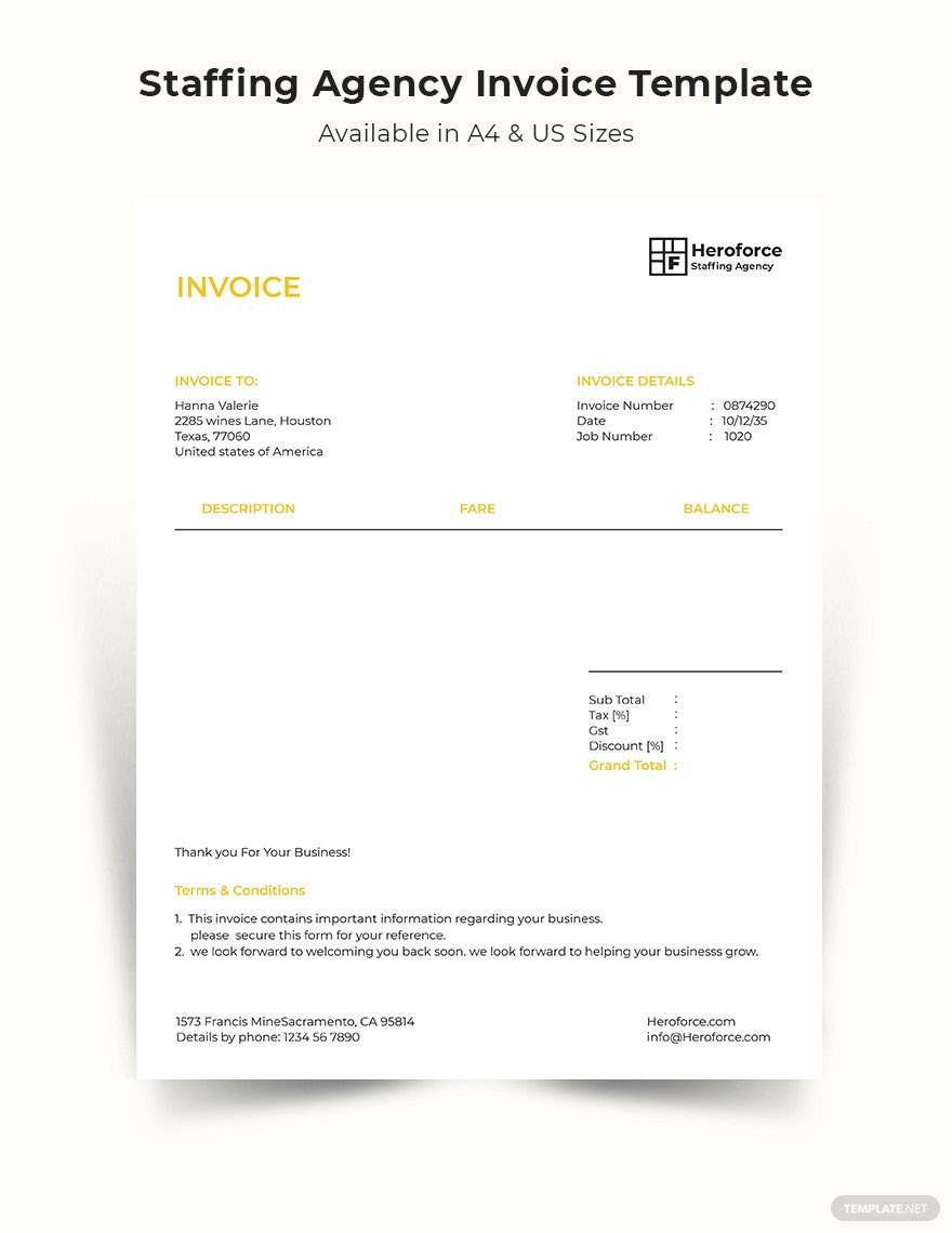 Staffing Agency Invoice Template