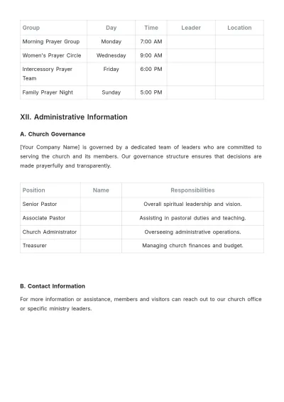 Free Church Guide Template to Edit Online