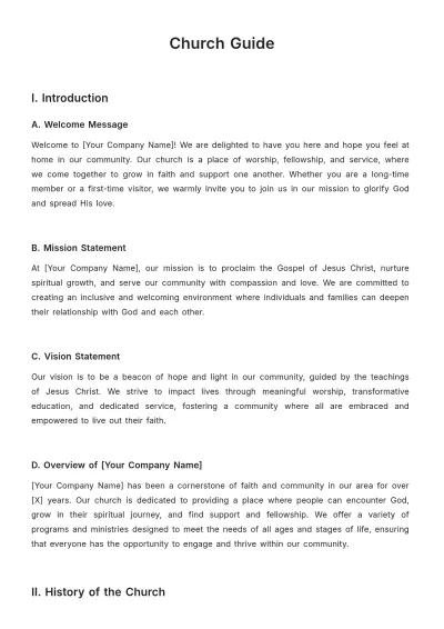 Free Church Guide Template to Edit Online