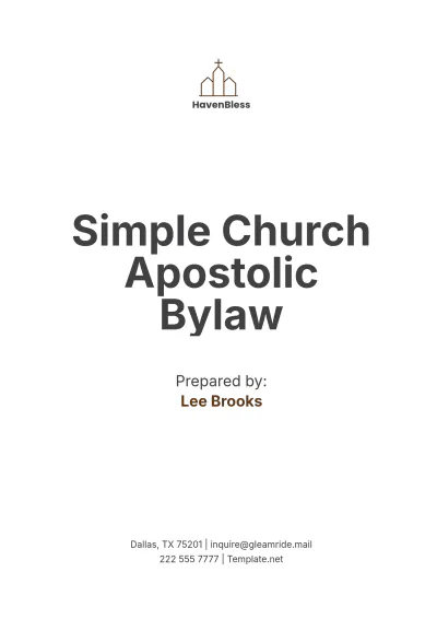 Free Simple Church Apostolic Bylaw Template to Edit Online