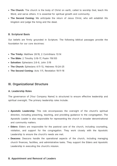 Free Simple Church Apostolic Bylaw Template to Edit Online
