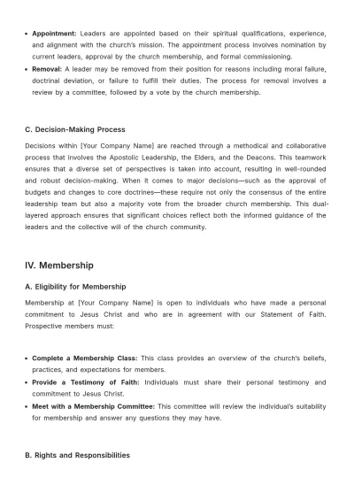 Free Simple Church Apostolic Bylaw Template to Edit Online