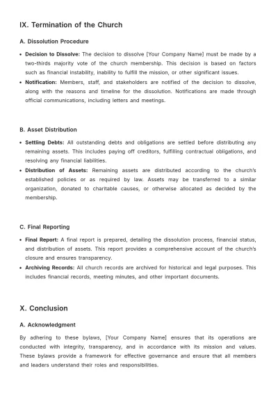 Free Simple Church Apostolic Bylaw Template to Edit Online