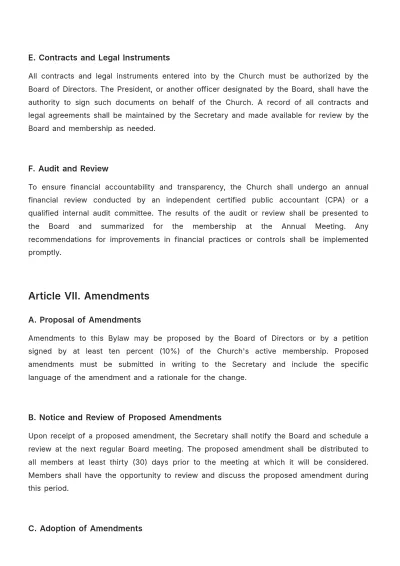 Free Church Articles of Incorporation Bylaw Format Template to Edit Online