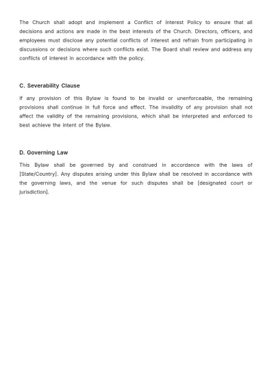 Free Church Articles of Incorporation Bylaw Format Template to Edit Online