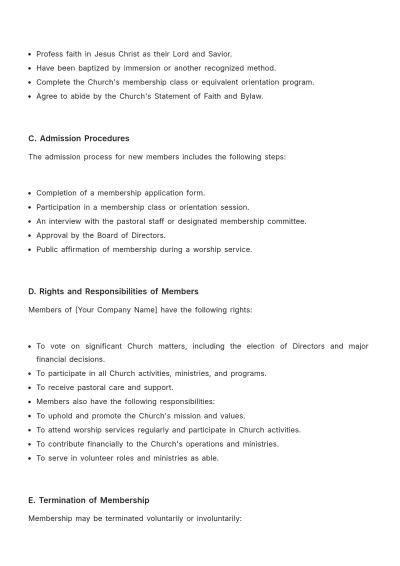 Free Church Articles of Incorporation Bylaw Format Template to Edit Online