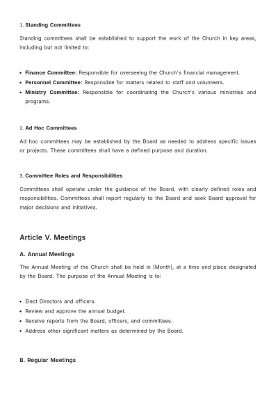 Free Church Articles of Incorporation Bylaw Format Template to Edit Online