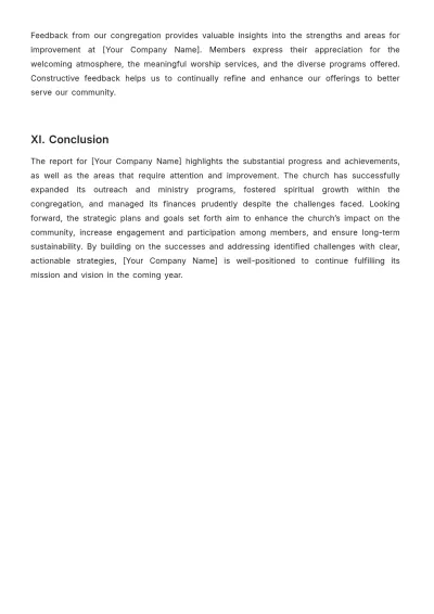 Free Church Report Template to Edit Online