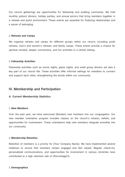 Free Church Report Template to Edit Online