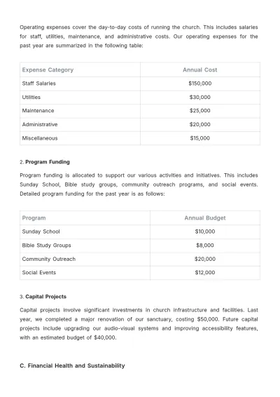 Free Church Report Template to Edit Online