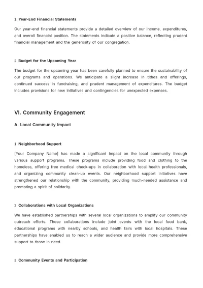 Free Church Report Template to Edit Online