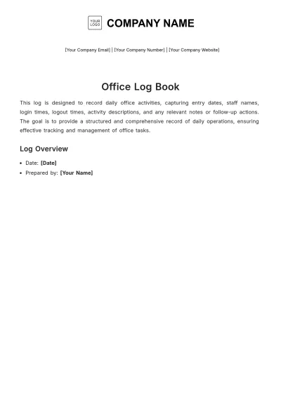 Free Office Log Book Template to Edit Online