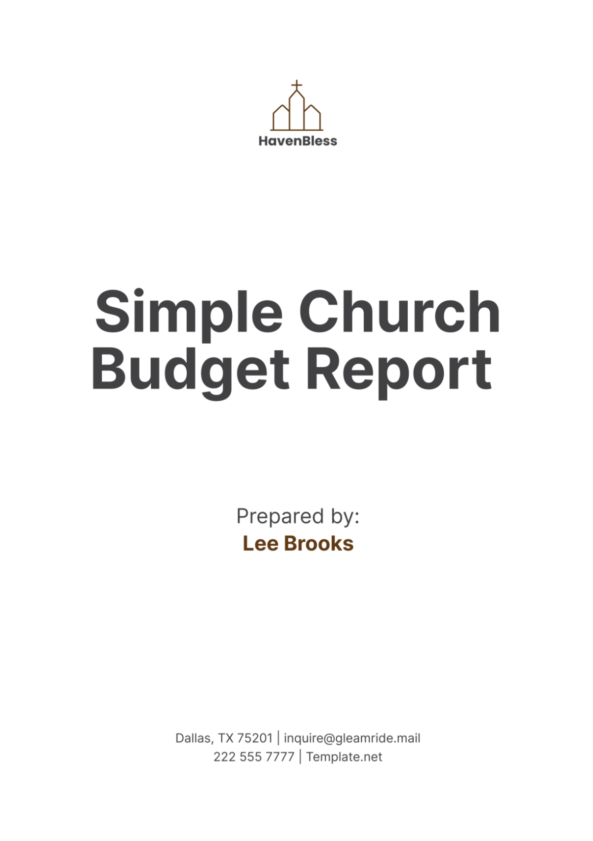 Simple Church Budget Report Template