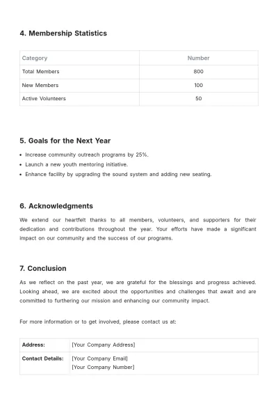 Free Simple Church Annual Report Statement Template to Edit Online