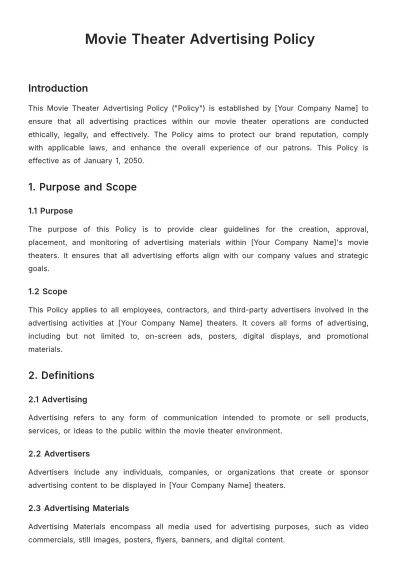 Free Movie Theater Advertising Policy Template to Edit Online